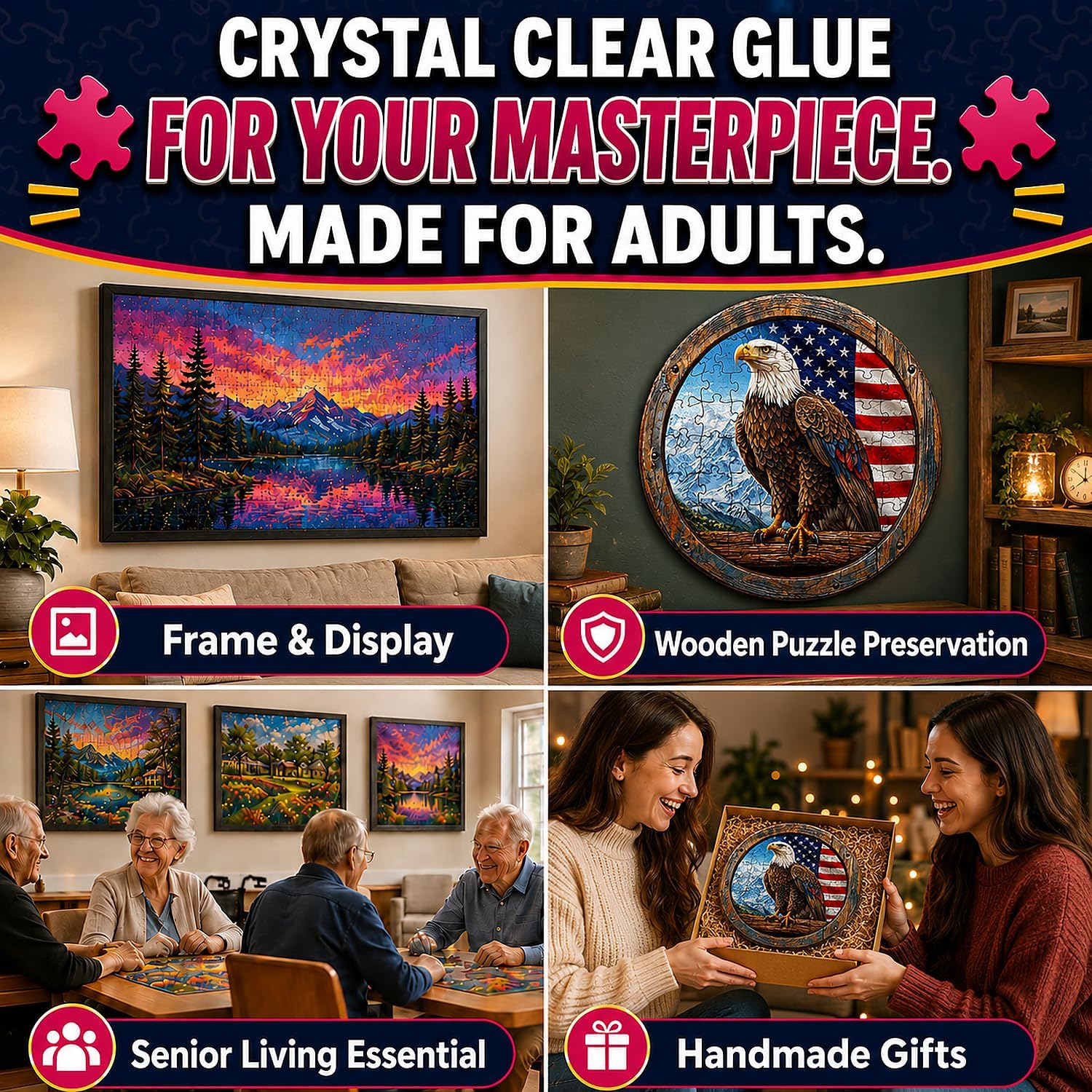 Adult puzzle lovers glue for game nights