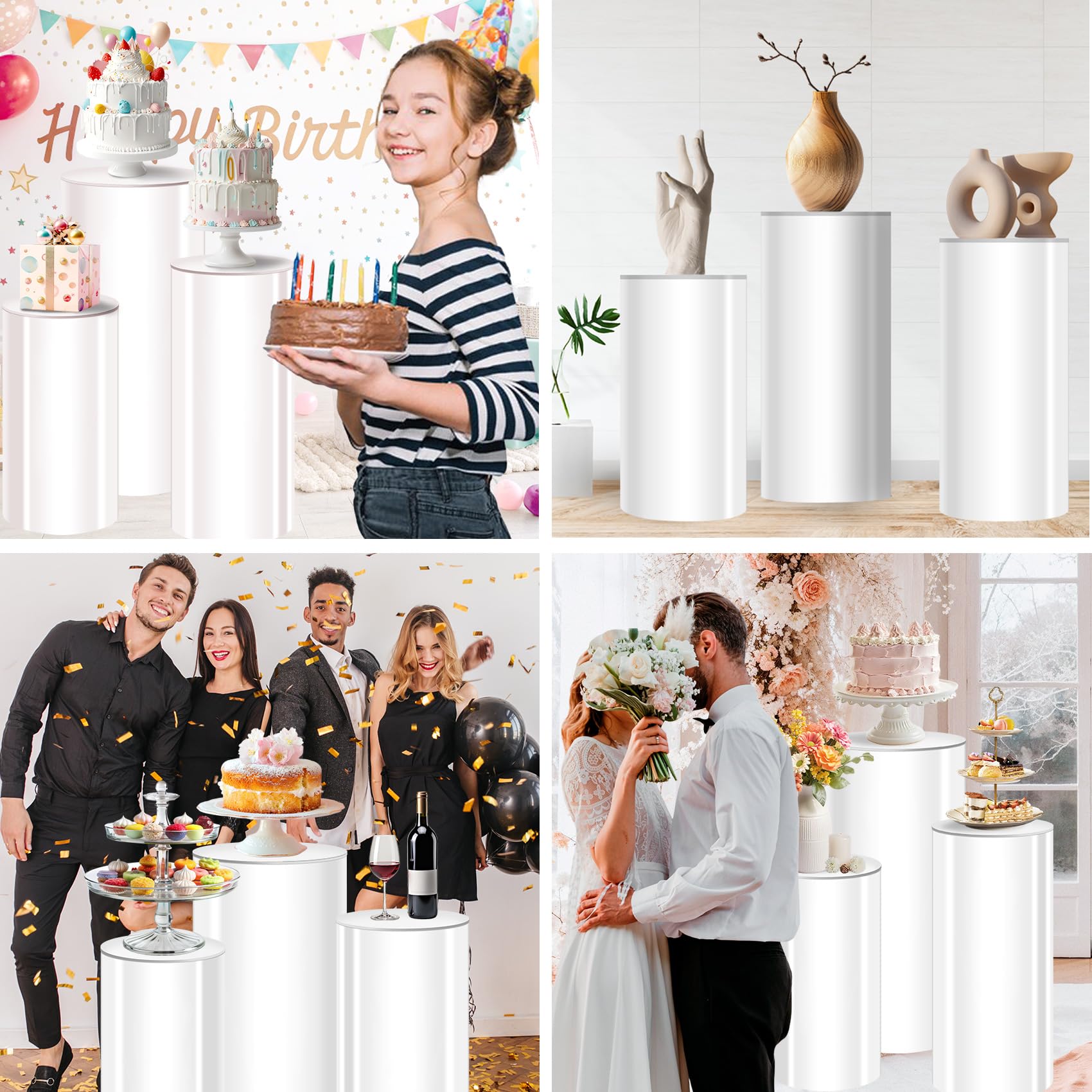 Easy to assemble cylinder pedestal stands without tools