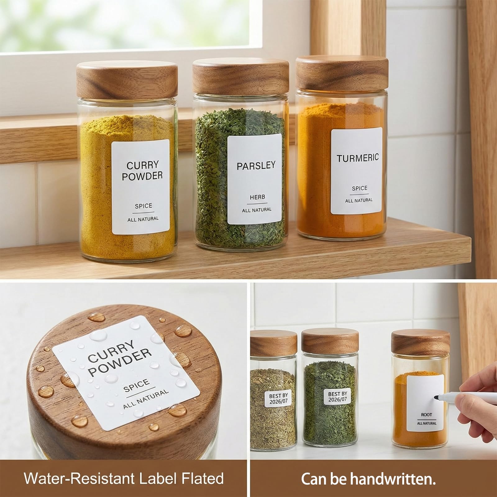 White minimalist seasoning labels for jars