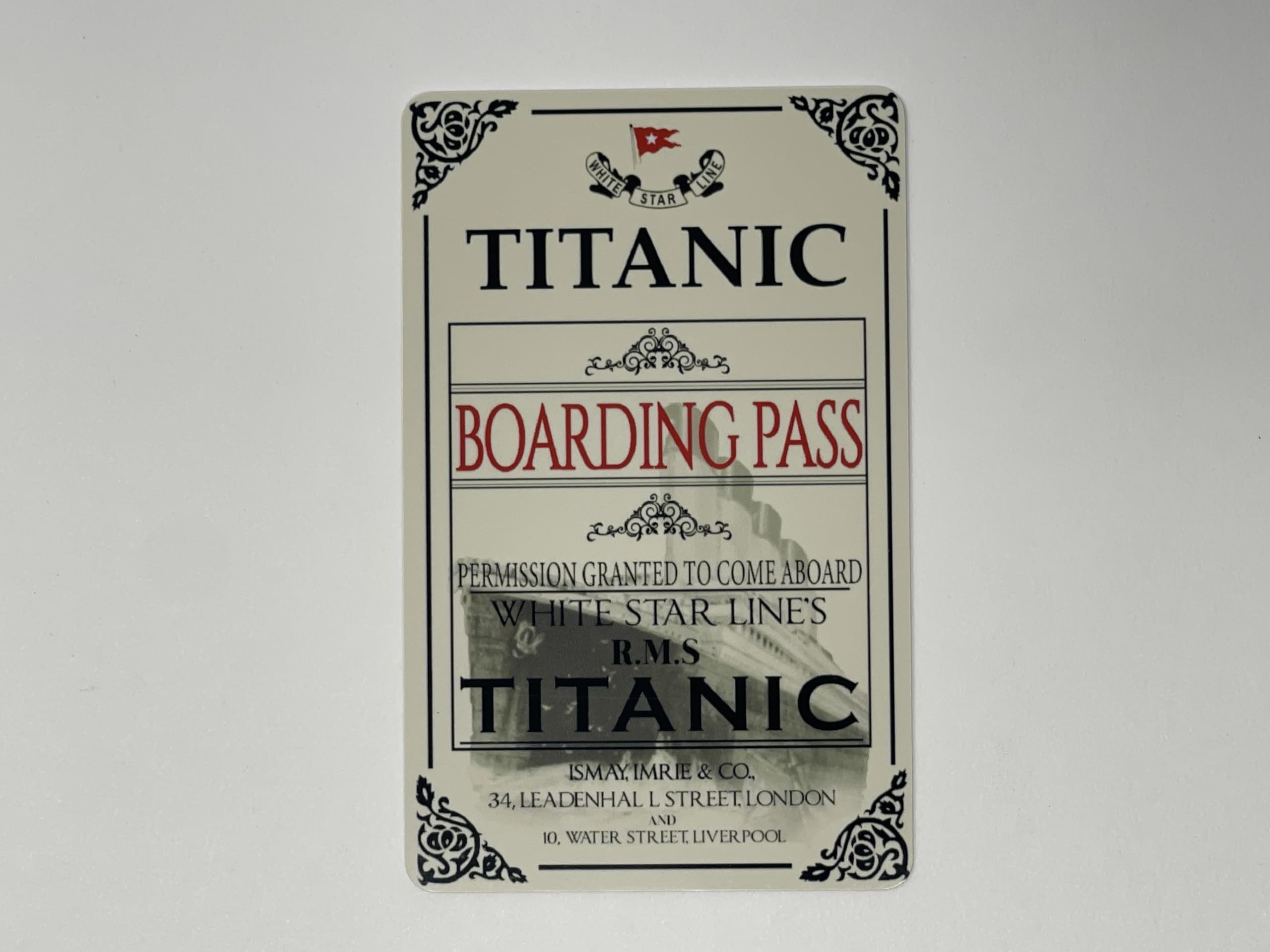 PVC Titanic ID card close up material detail