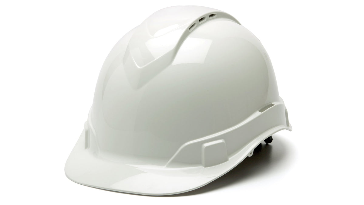 Pyramex Ridgeline cap style hard hat front view white