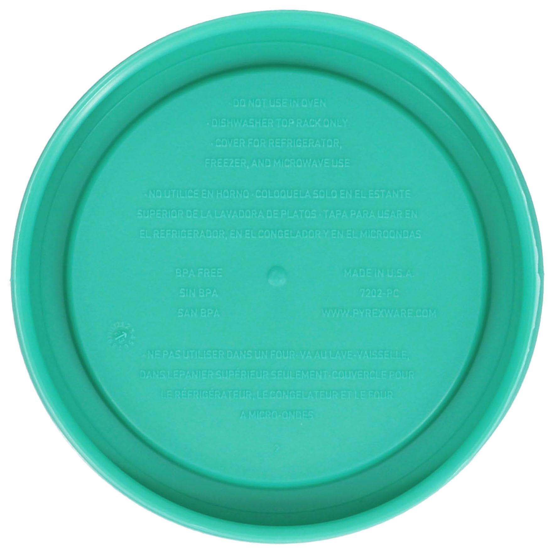Green Pyrex 7202-PC lid compatible with 1-Cup dishes