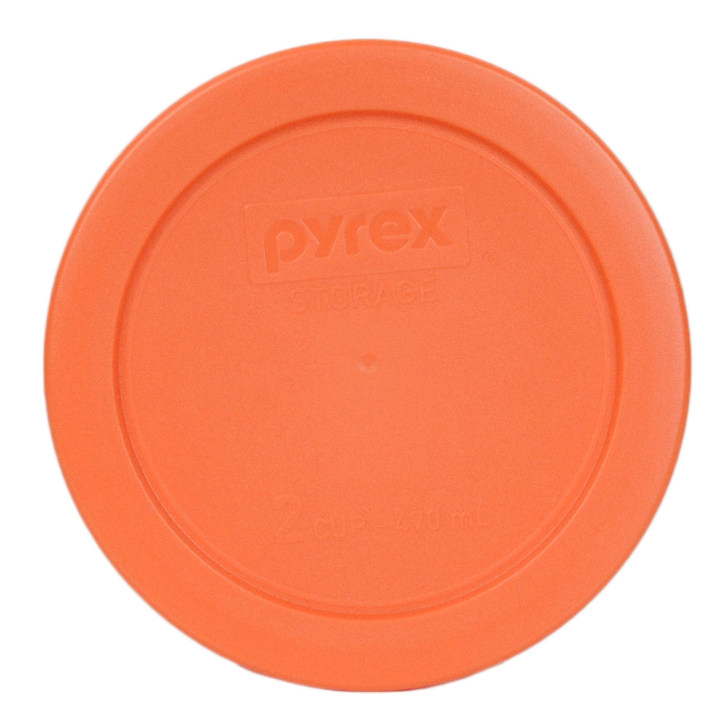 Orange storage lid for Pyrex 2 cup round glass bowls
