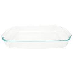 Pyrex 234 4qt basics clear glass baking dish side view