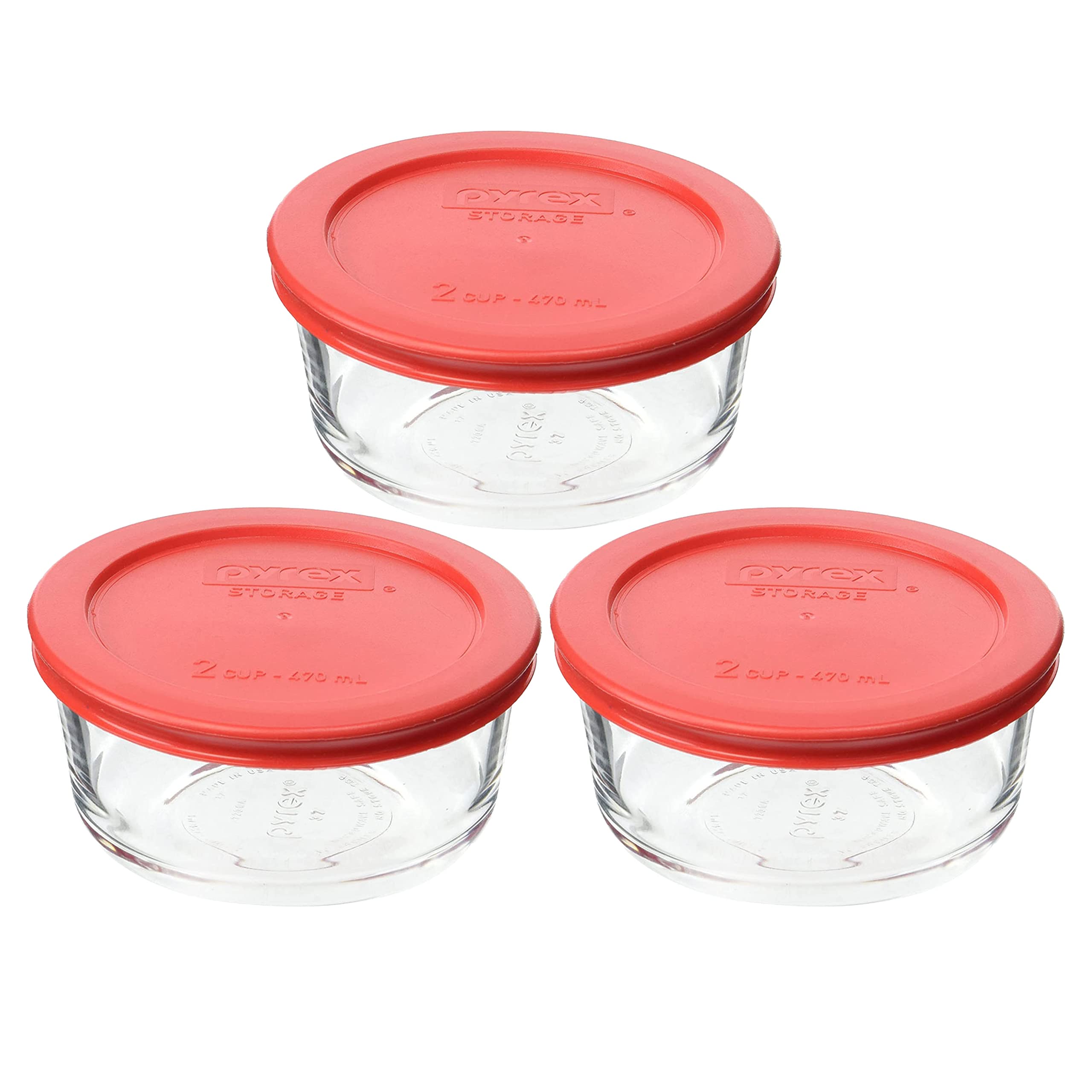 Pyrex 3x 2-cup glass bowls