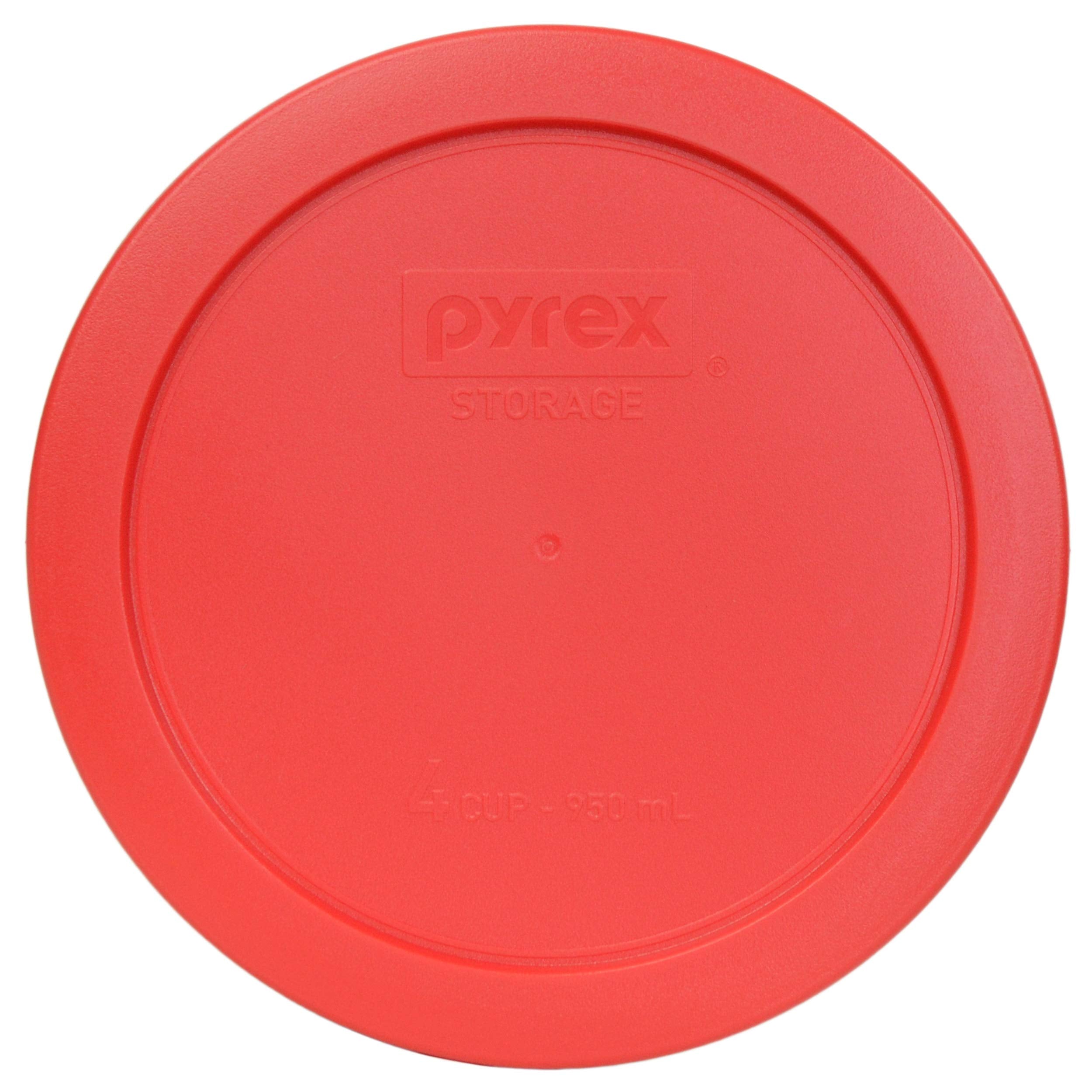 Four-pack red Pyrex lid for 4-Cup bowls