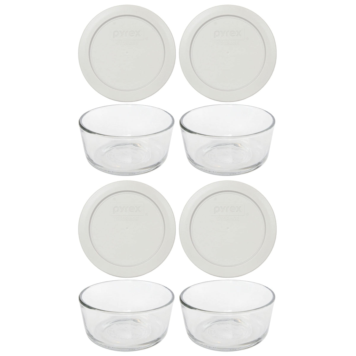 Pyrex 7200 2 Cup Glass Bowls set with replacement lids
