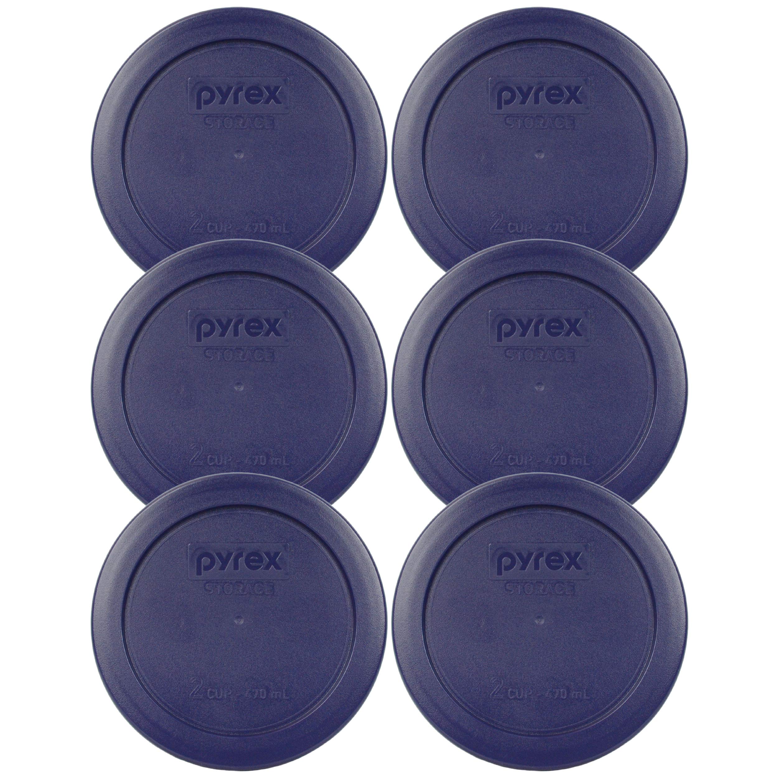 Pyrex 7200-PC 2-Cup Blue Plastic Food Storage Lids bundle - 6 lids