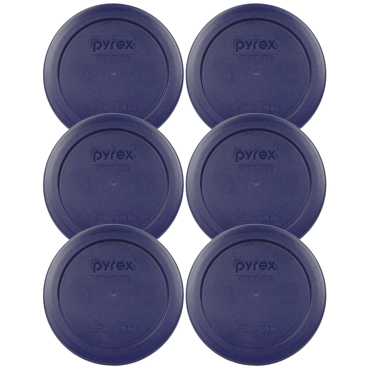 Pyrex 7200-PC 2-Cup Blue Plastic Food Storage Lids bundle - 6 lids