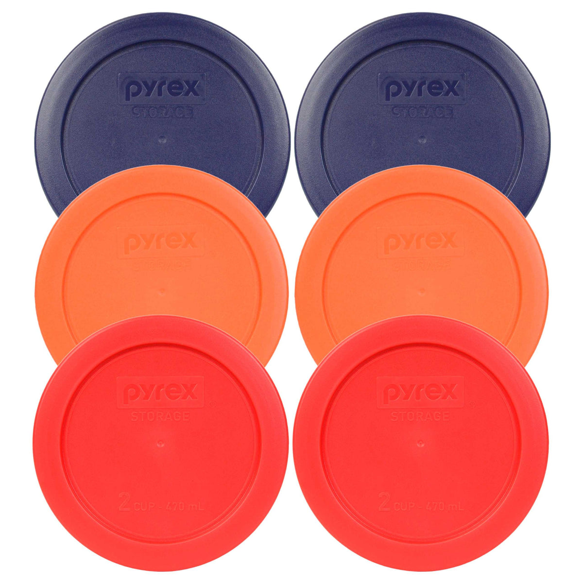 Pyrex 7200-PC lids blue 2 cup 6-pack