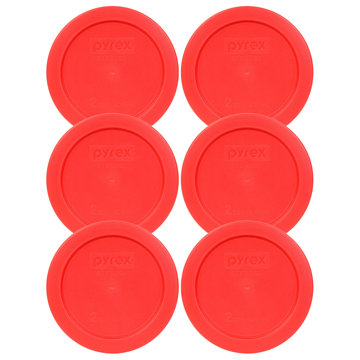 Pyrex 7200-PC 2-Cup Red Food Storage Replacement Lid 6-pack