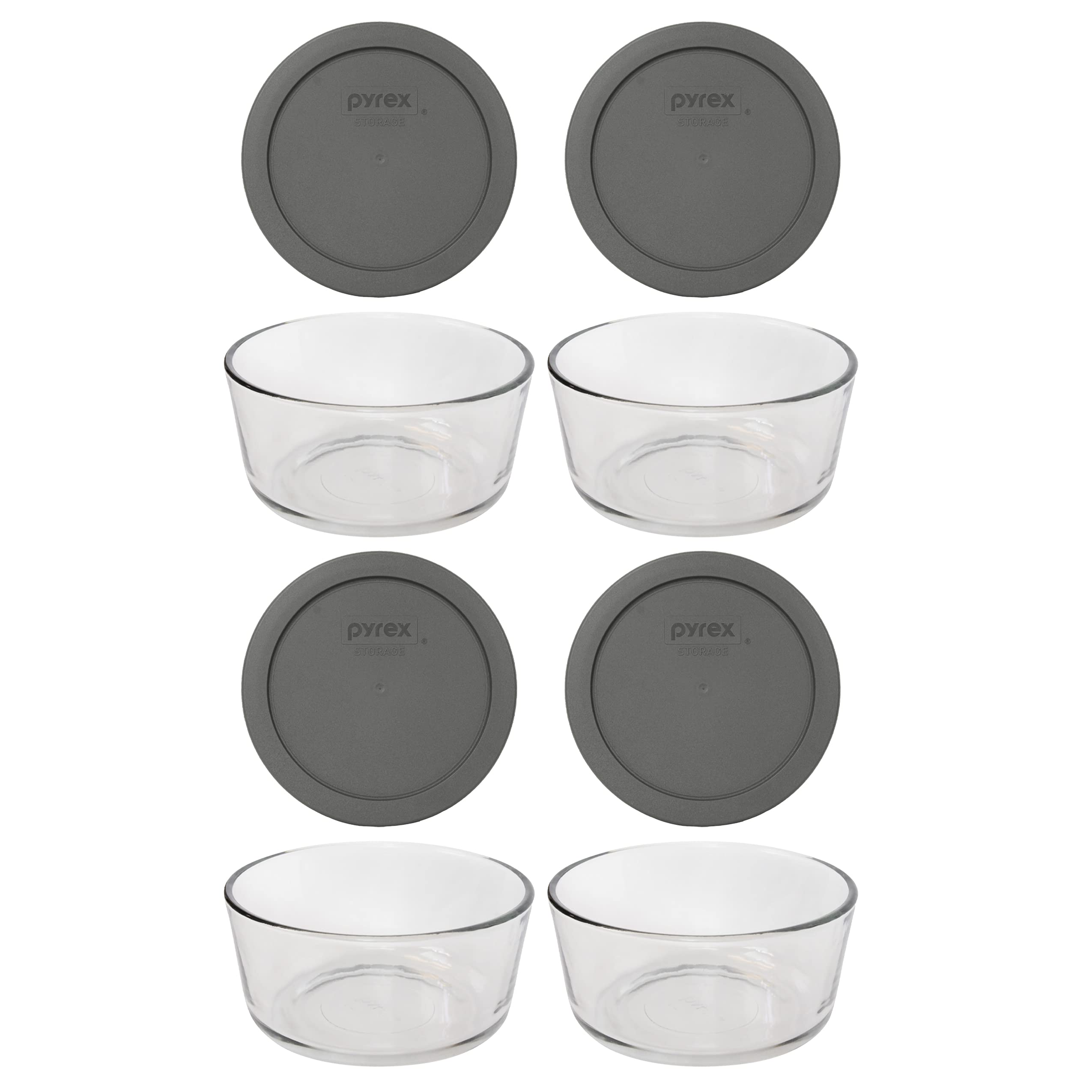 Pyrex 7201 four-cup glass bowls with lids image 1