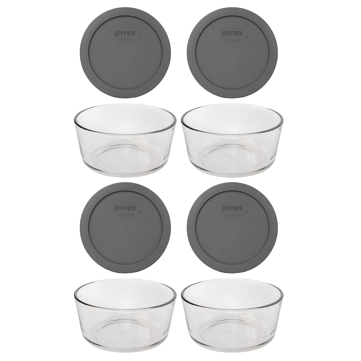 Pyrex 7201 four-cup glass bowls with lids image 1