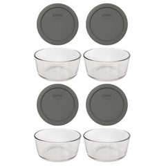 Pyrex 7201 four-cup glass bowls with lids image 1