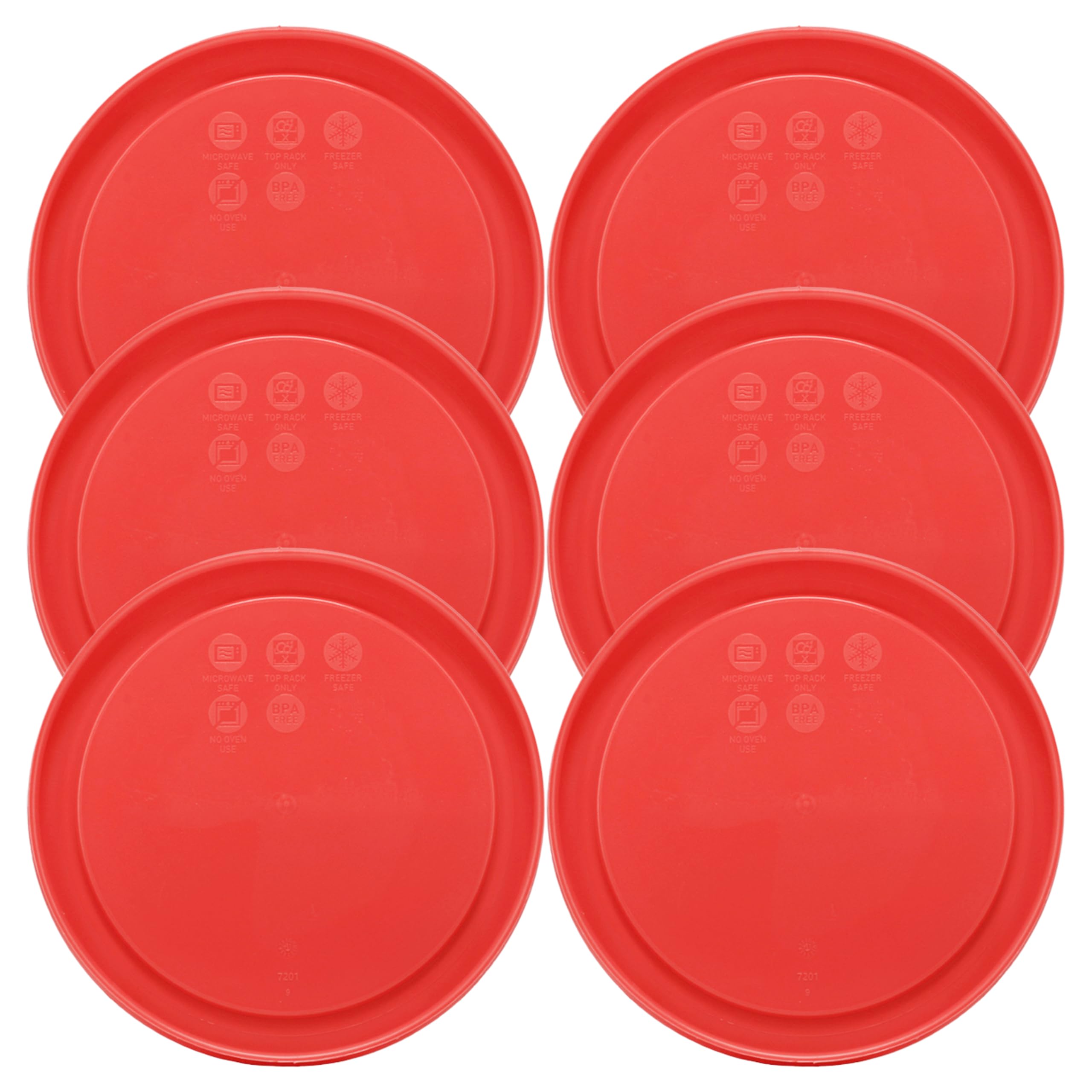 Six-pack red replacement lids for Pyrex 7201-PC 4-Cup bowl