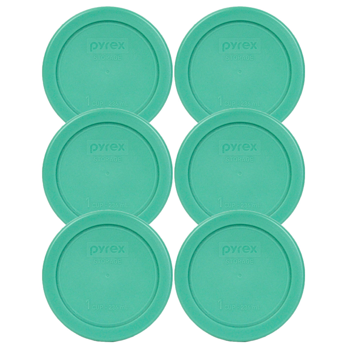 Six-pack Pyrex 7202-PC 1-Cup Green Food Storage Replacement Lids
