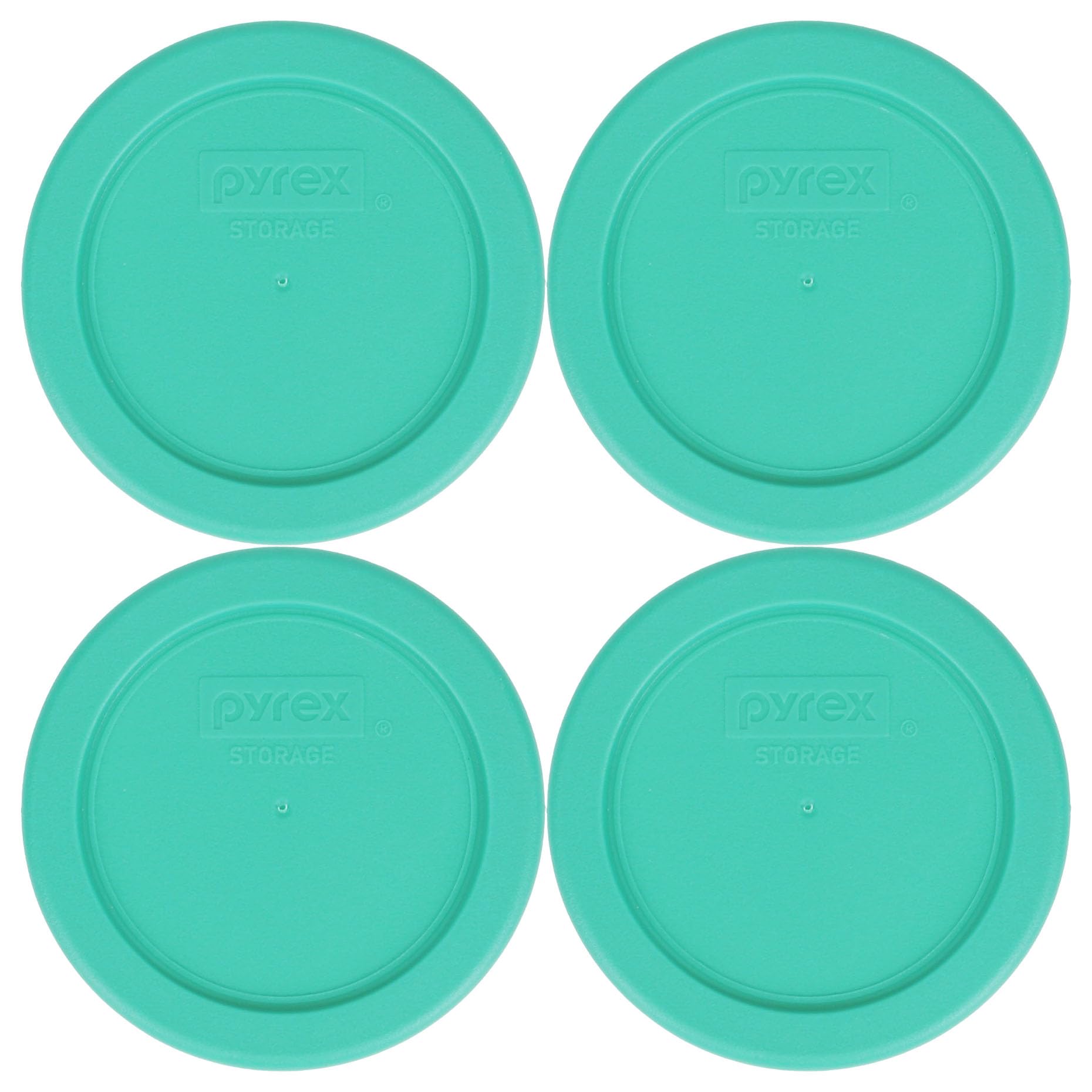 Pyrex 7202-PC 1-Cup Green Food Storage Lid 4-Pack front view