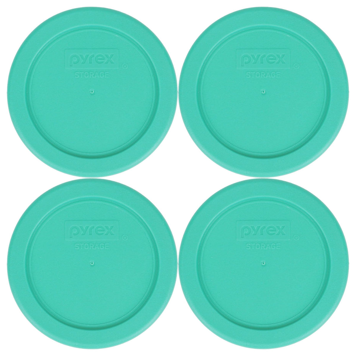Pyrex 7202-PC 1-Cup Green Food Storage Lid 4-Pack front view