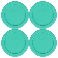 Pyrex 7202-PC 1-Cup Green Food Storage Lid 4-Pack front view