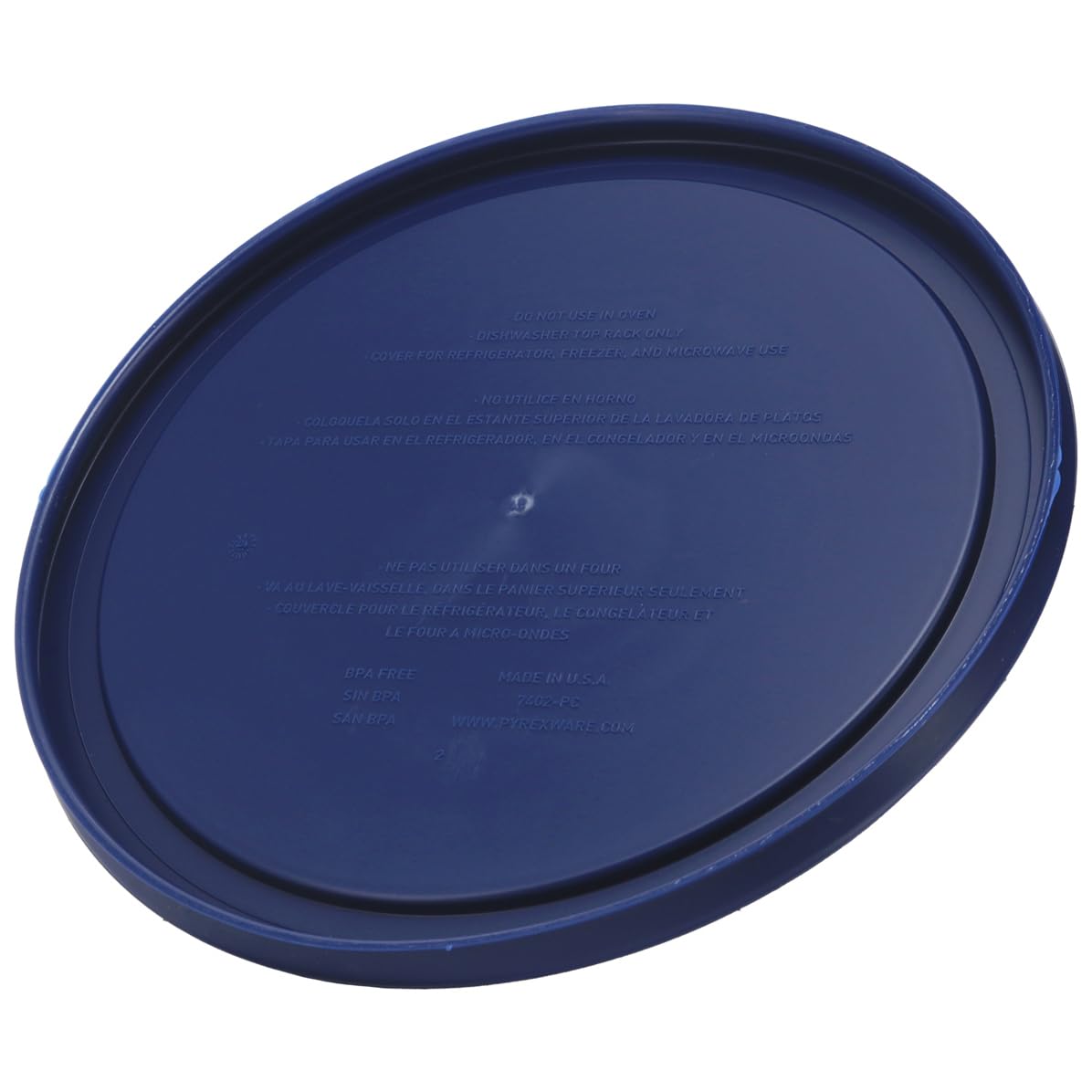 Pyrex 7203 7-cup round glass bowl lid in blue