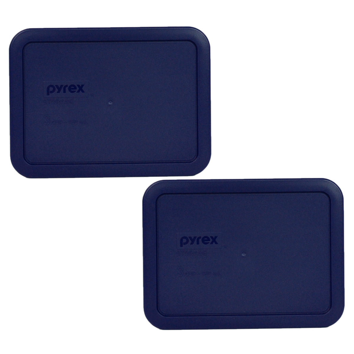 Two Pyrex 7210-PC 3-Cup blue replacement lids