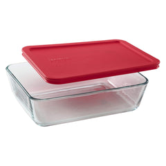 Pyrex 7211 6-Cup Glass Dish with 7211-PC Red Lids 4-Pack Made in USA