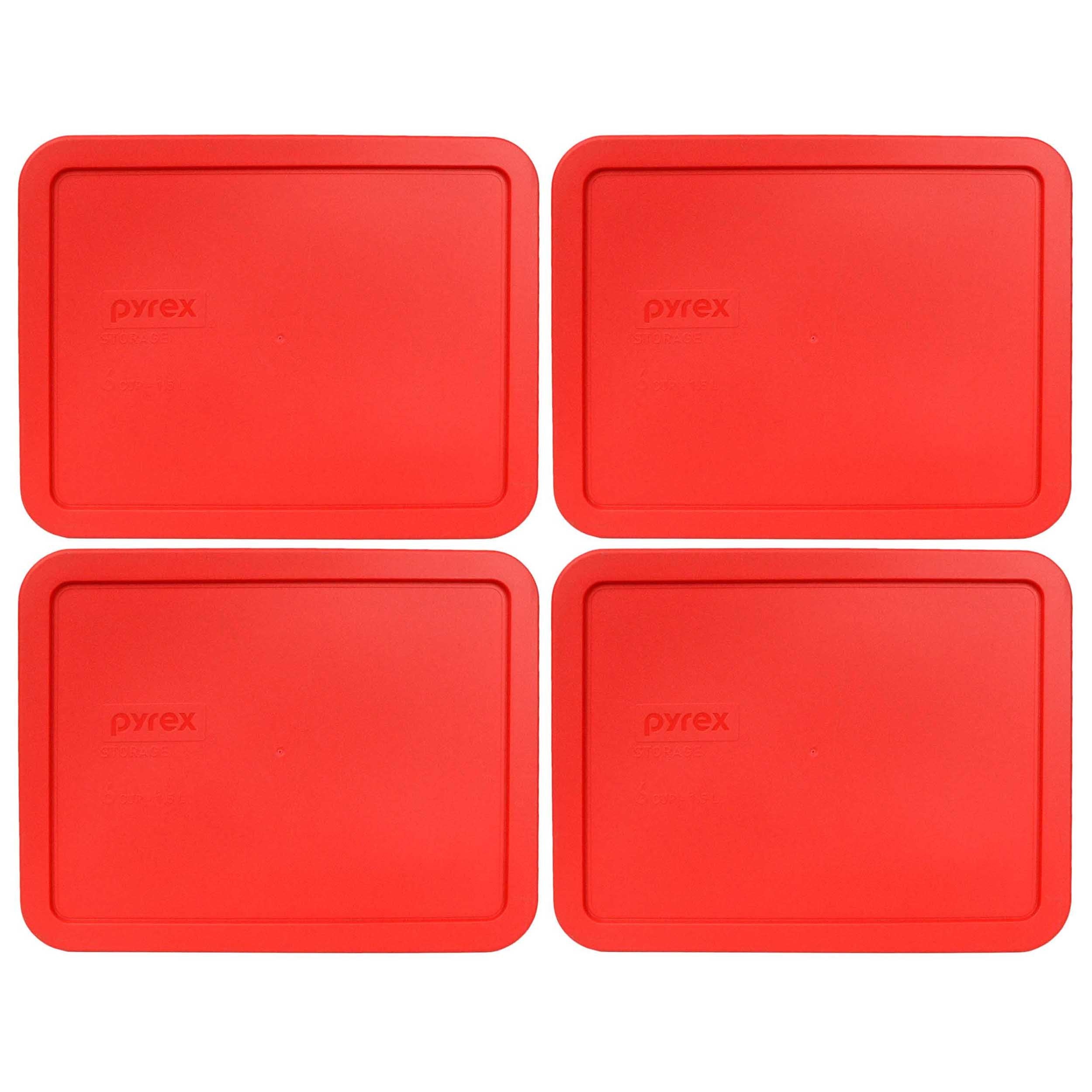 Pyrex 7211-PC 6-Cup Red Food Storage Replacement Lid 4-pack