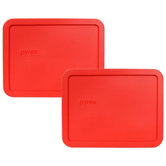 Two-pack Pyrex 7212-PC red lids for 11-Cup glass dish dishwasher safe top rack