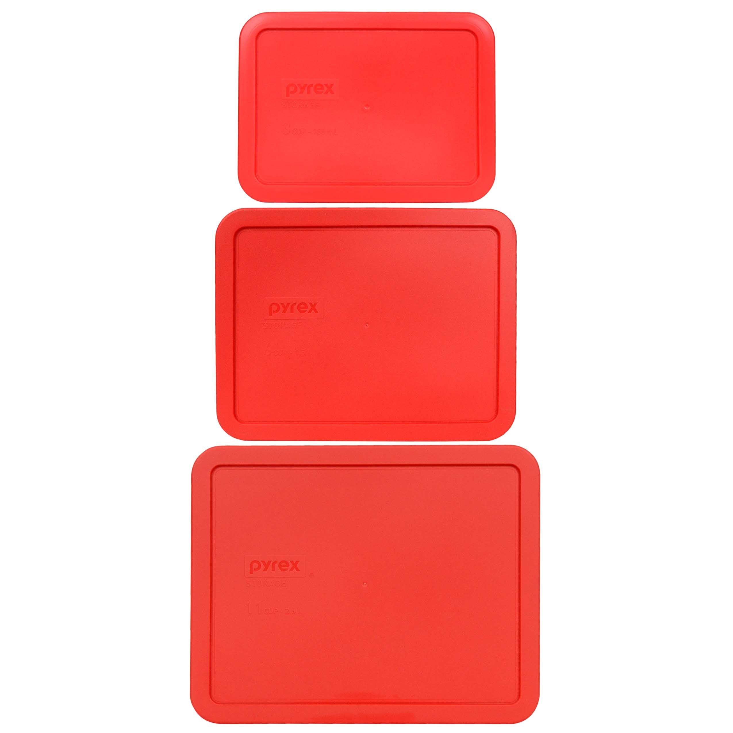 Pyrex replacement red lids set for 11 cup 7212-PC 6 cup 7211-PC and 3 cup 7210-PC