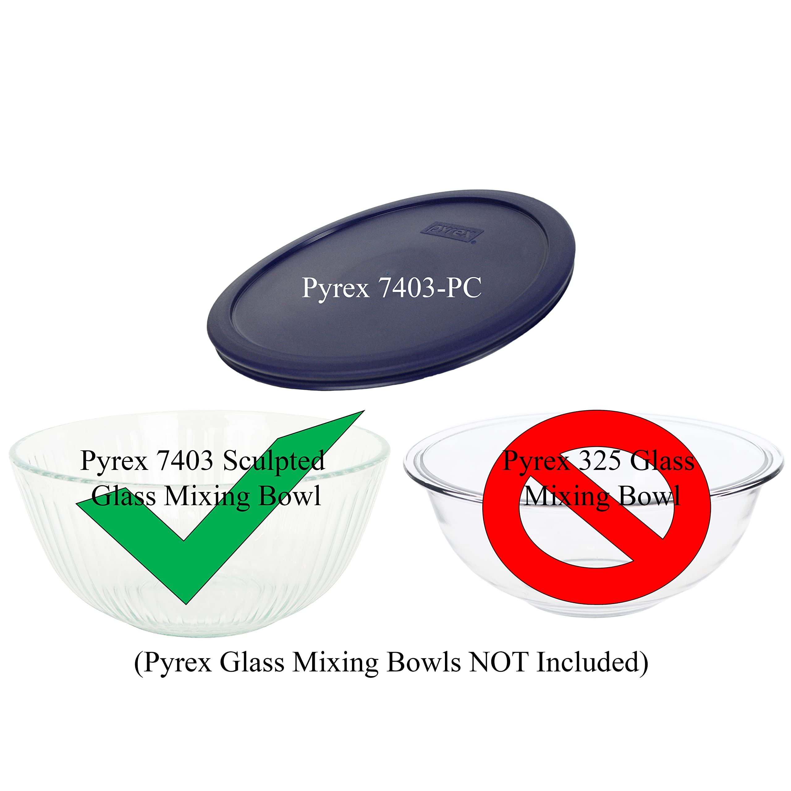 Blue Pyrex 7403-PC lid for 10-Cup sculpted glass bowl