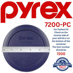 Dark blue Pyrex lid model 7200-PC for 2 cup round plastic cover