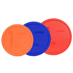Pyrex replacement lids bundle red 4qt blue 2.5qt orange 1.5qt