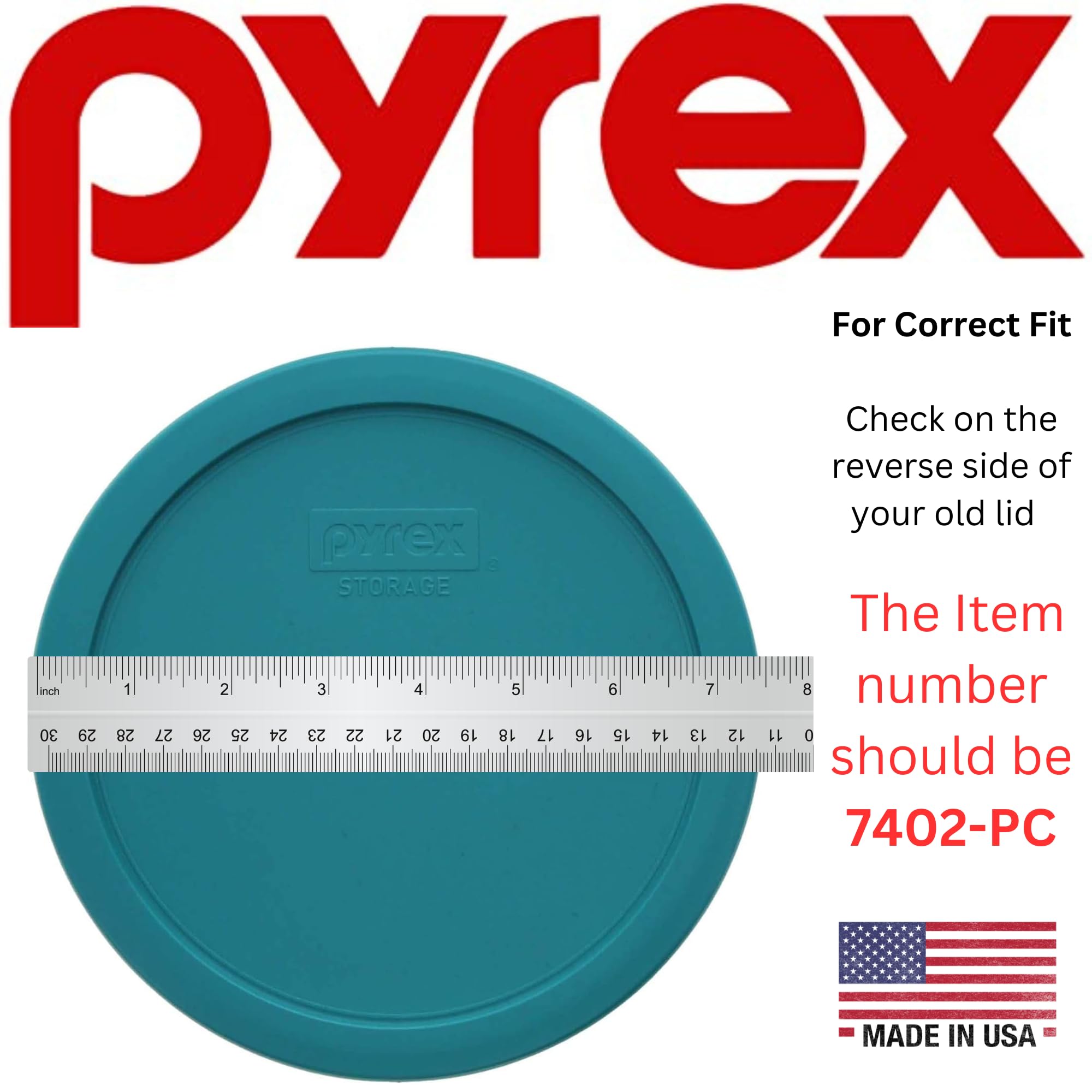Made in USA Pyrex turquoise replacement lid for 2-pack set