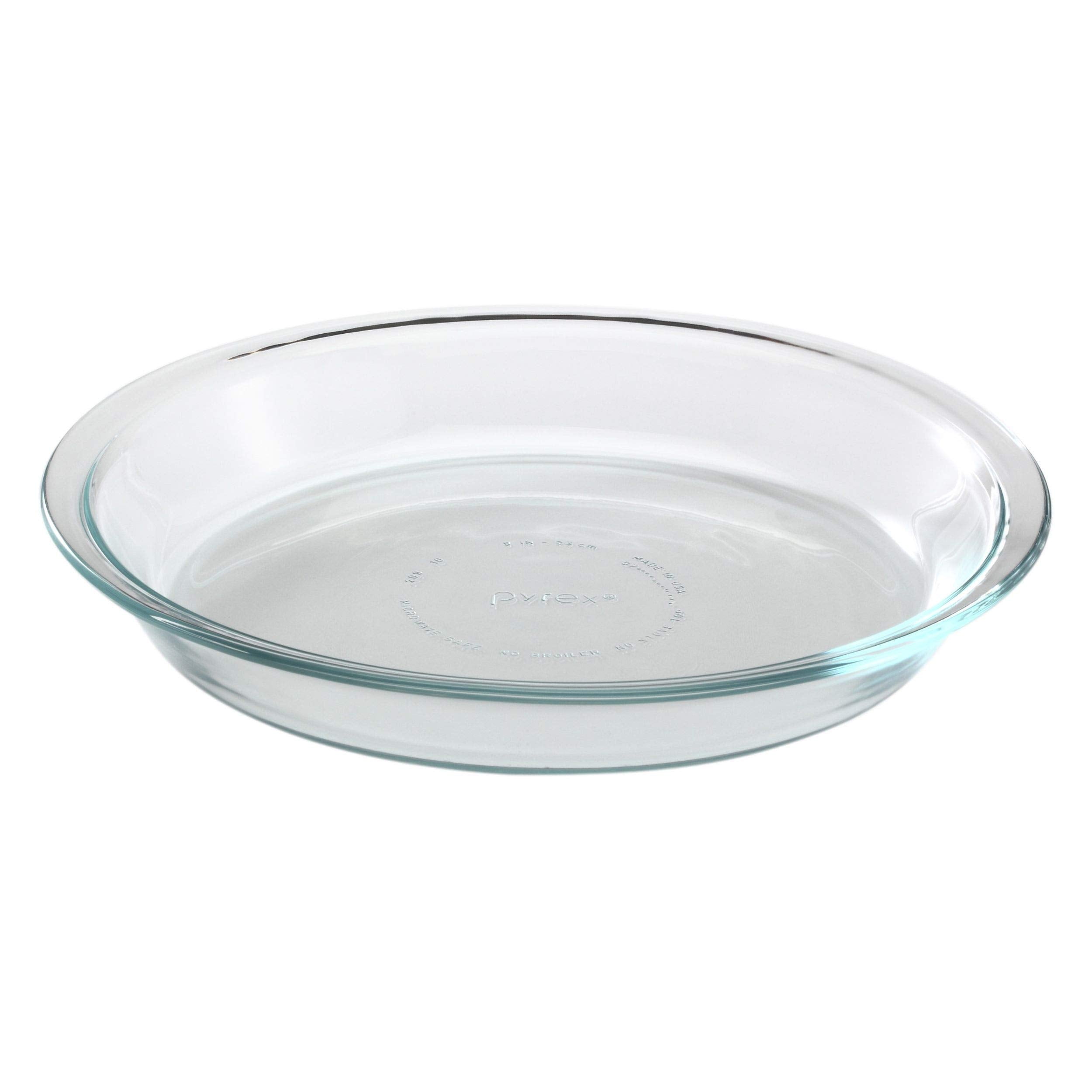 Two clear Pyrex pie plates 9 inch by 1.2 inch