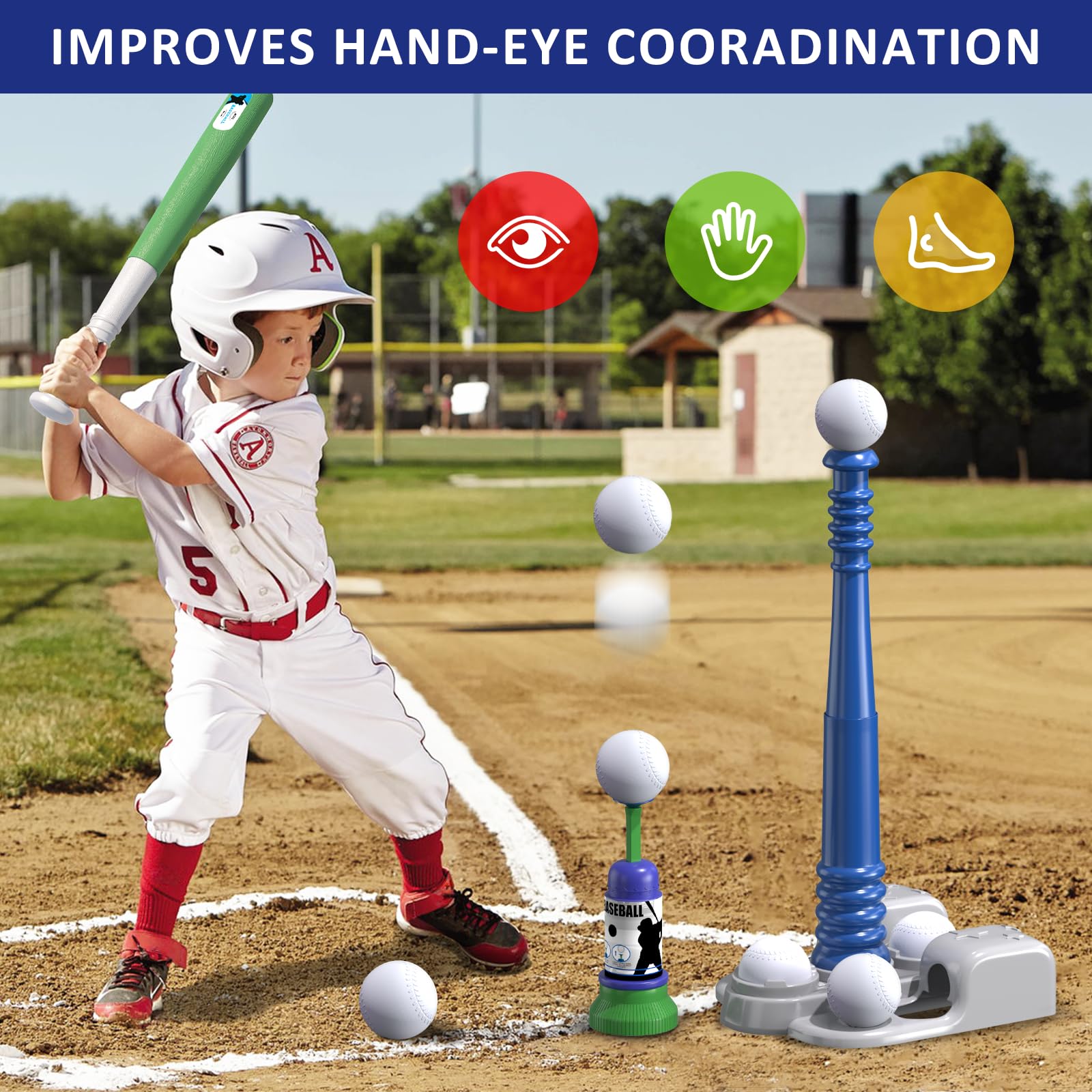 Stretchable bat included with T Ball Set for kids
