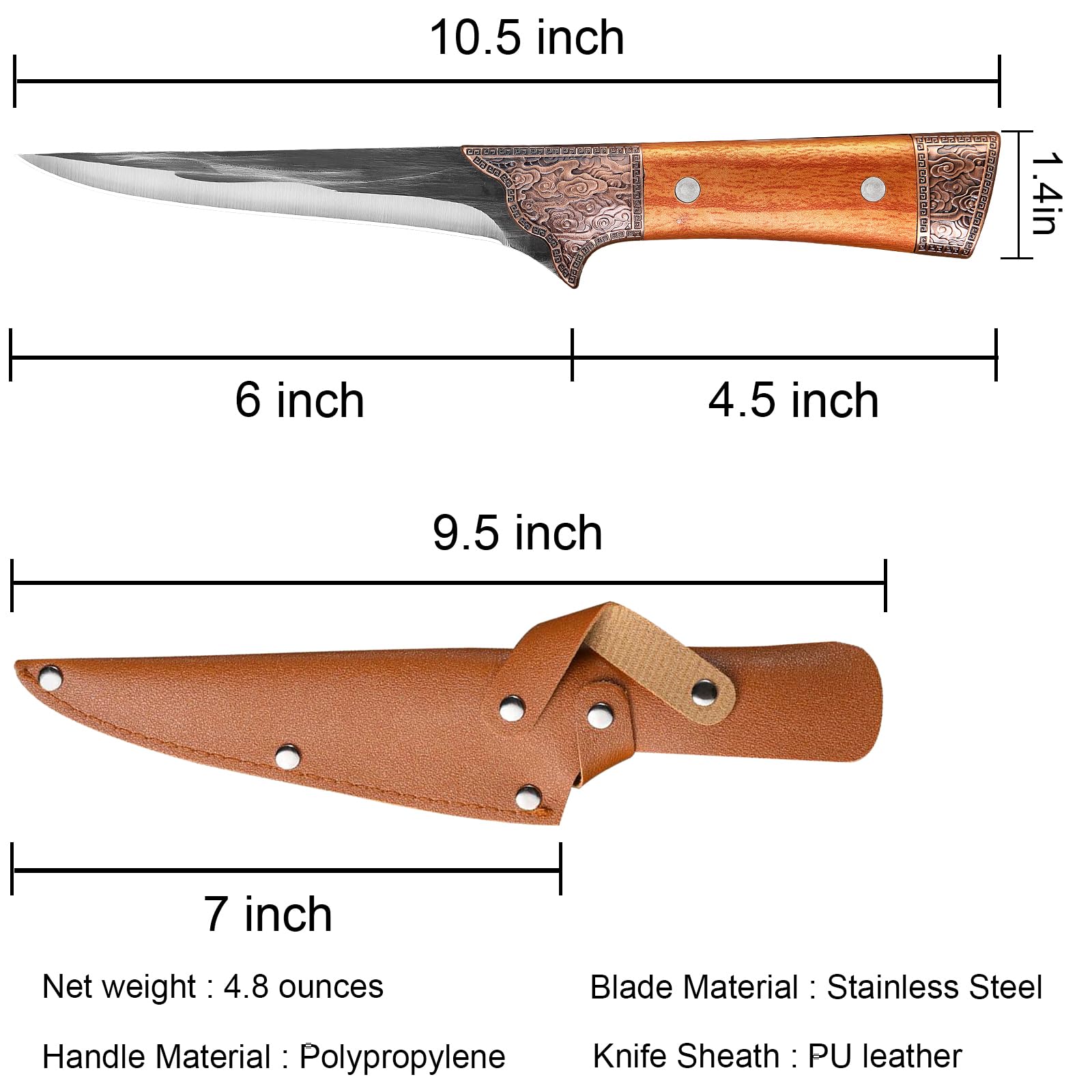 QEGNOBOK non-slip ergonomic handle boning knife packaging