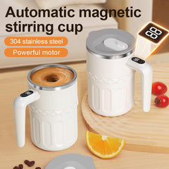 Digital temperature display on self stirring mug