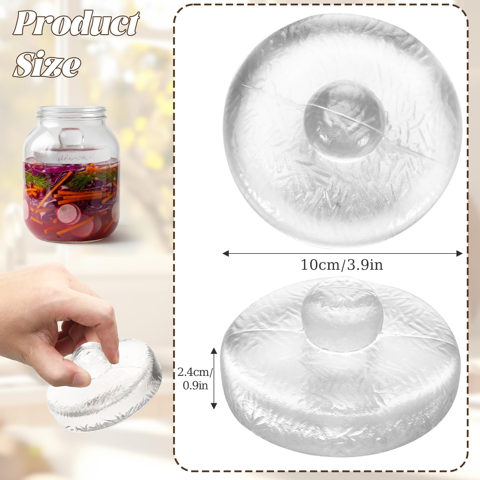Heavy-duty glass fermentation weights for sauerkraut and kimchi with easy grip