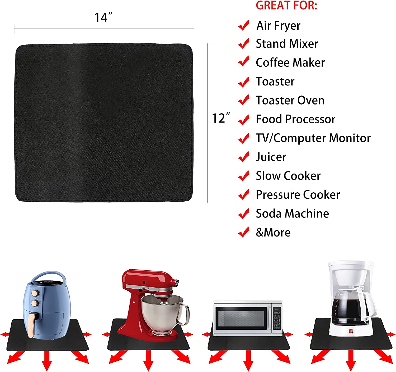 Air fryer mat 12x14 inches under appliance