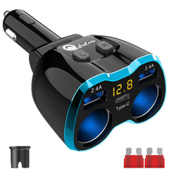 Qidoe cigarette lighter splitter with USB-C charger