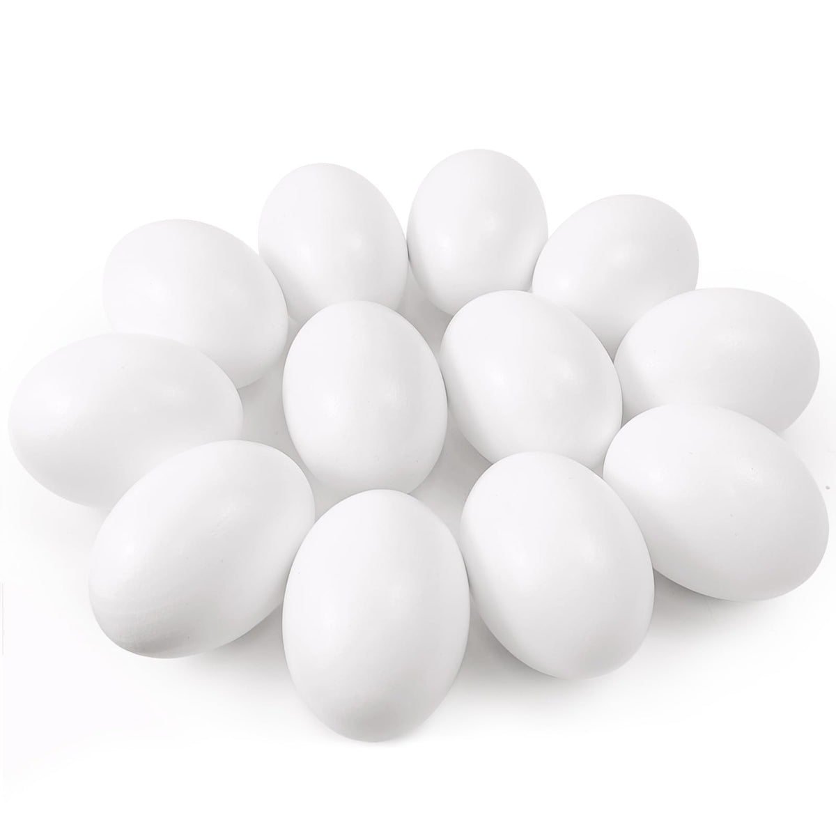 QMET 12 pieces white wooden fake eggs