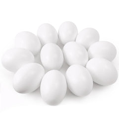 QMET 12 pieces white wooden fake eggs