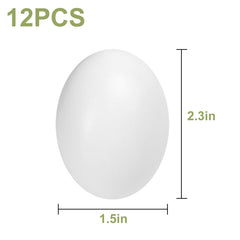 White wooden eggs measuring 2.3 x 1.7 inches