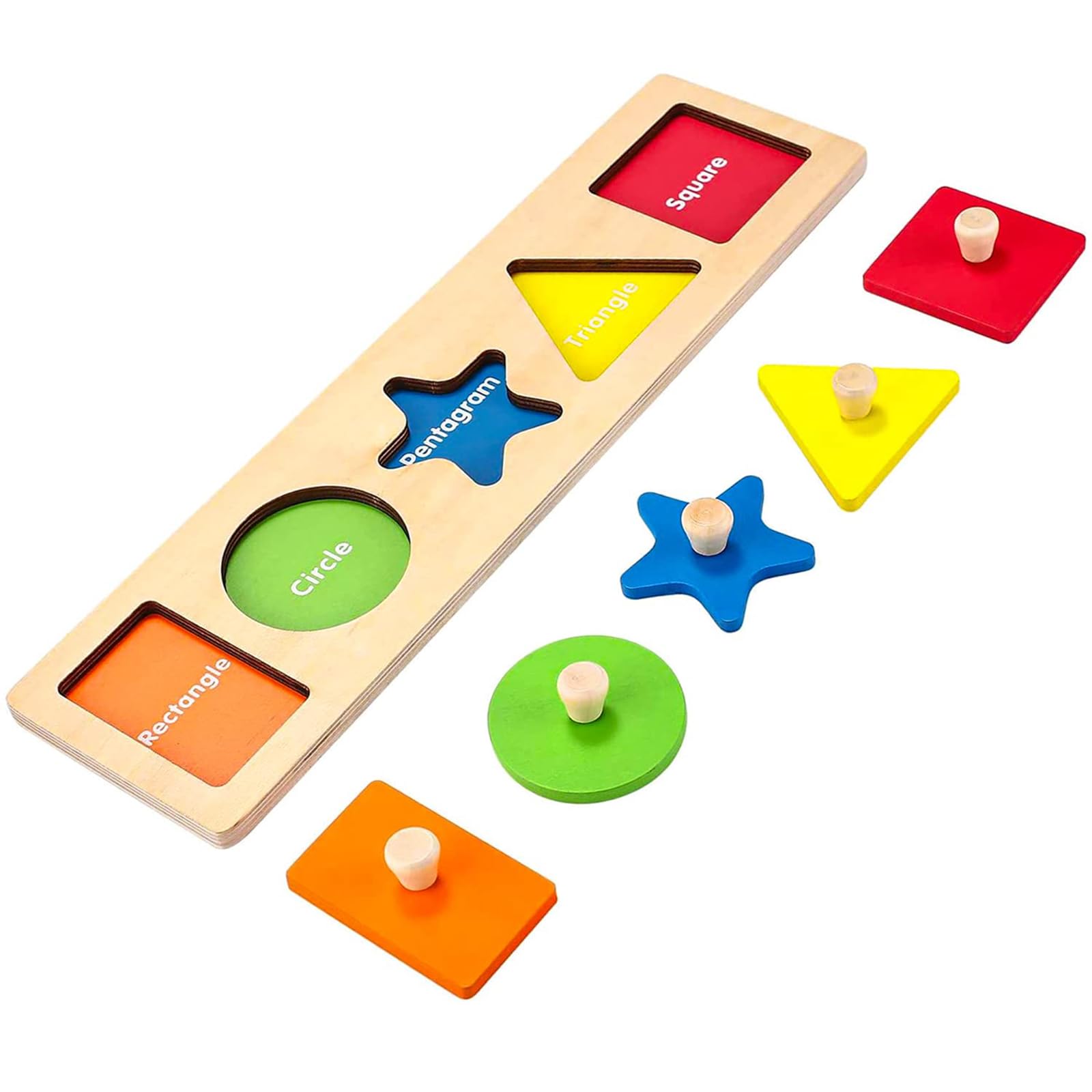QODOFLR jumbo knob wooden shape puzzle for toddlers