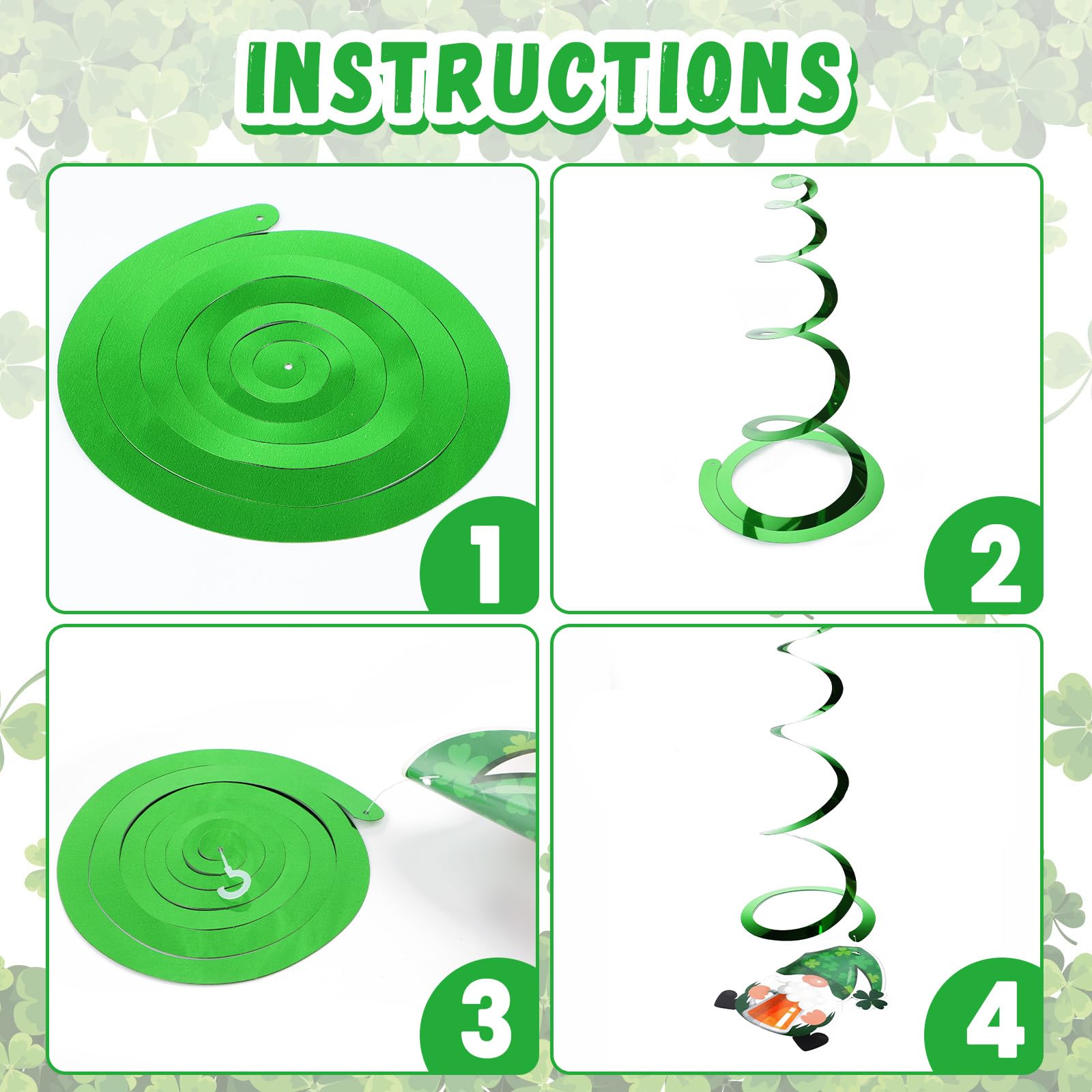 Cardstock and foil Patrick s Day swirl cards and streamers