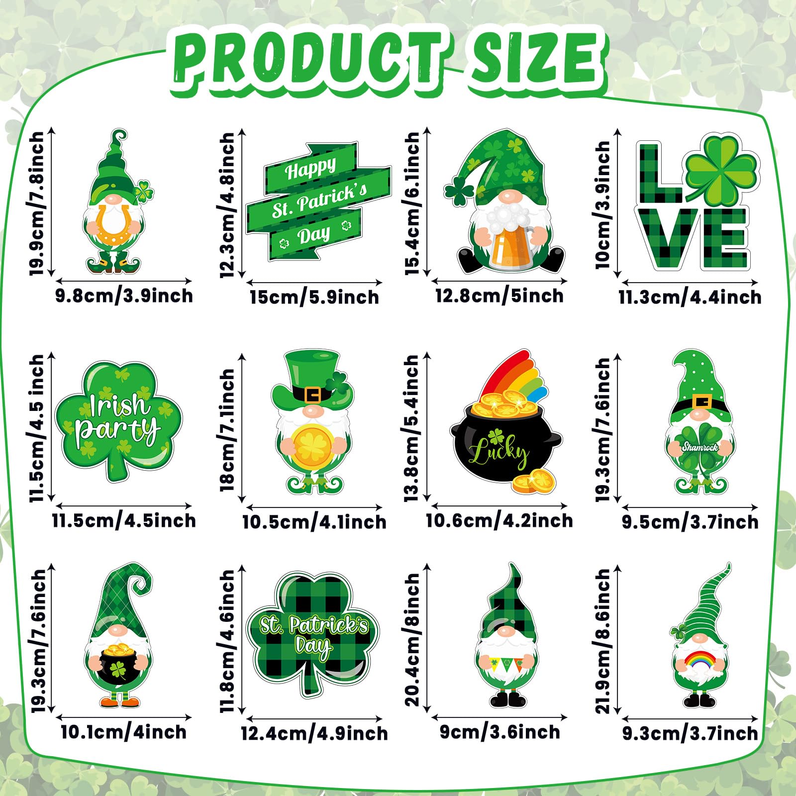 Irish green foil swirl decor with shamrock clover motifs
