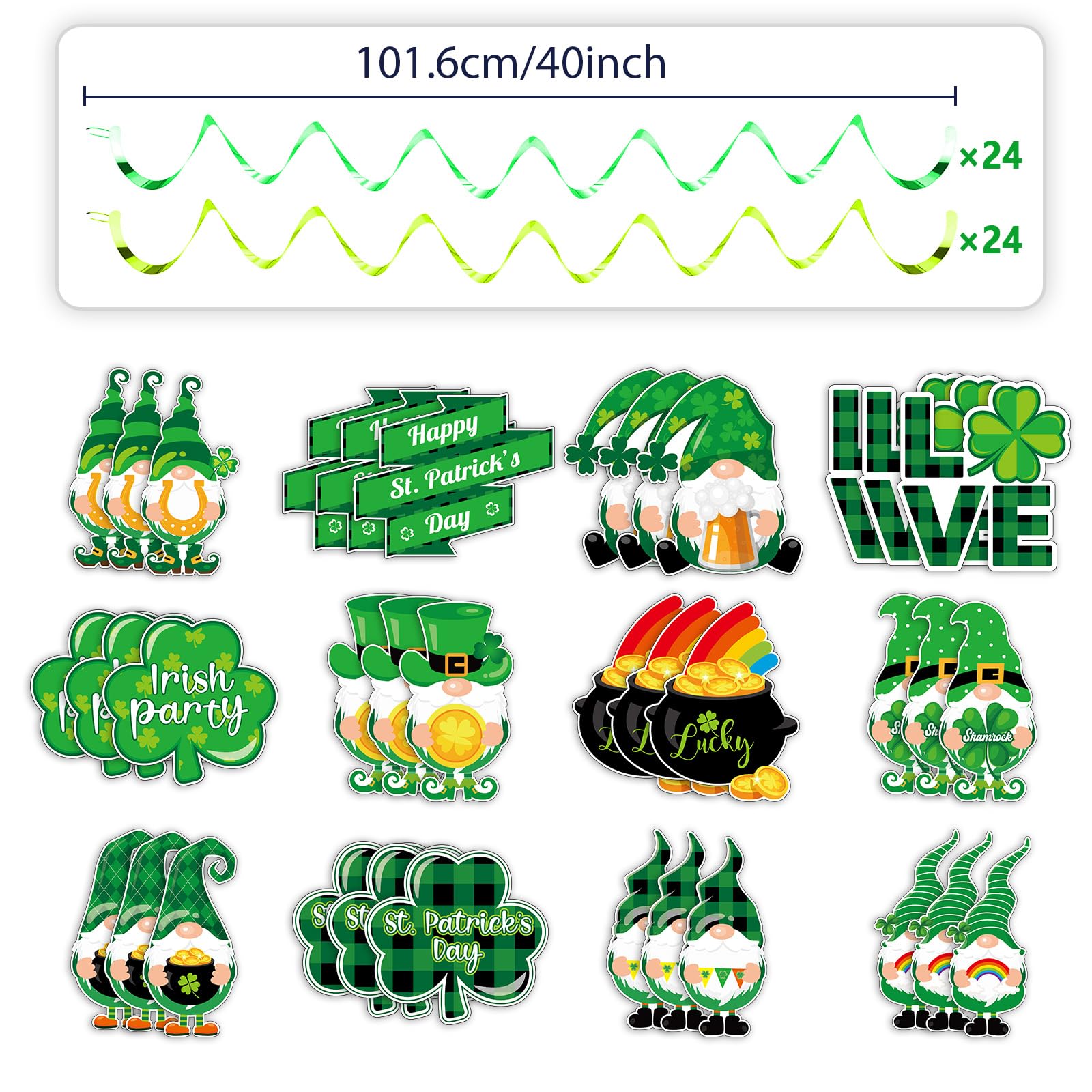 St Patricks Day hanging swirls in light and dark green by QOUBAI