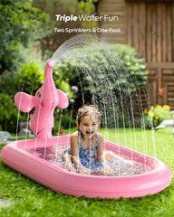 3-in-1 sprinkler pool connected to hose with tail water spray