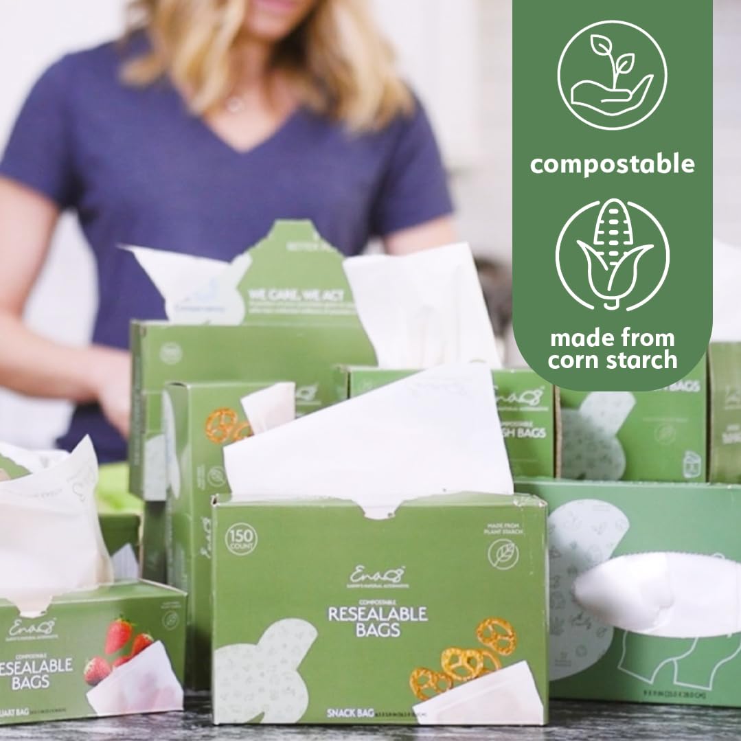 Unbleached off-white compostable storage bag 7.0x7.1 inch 100 pack