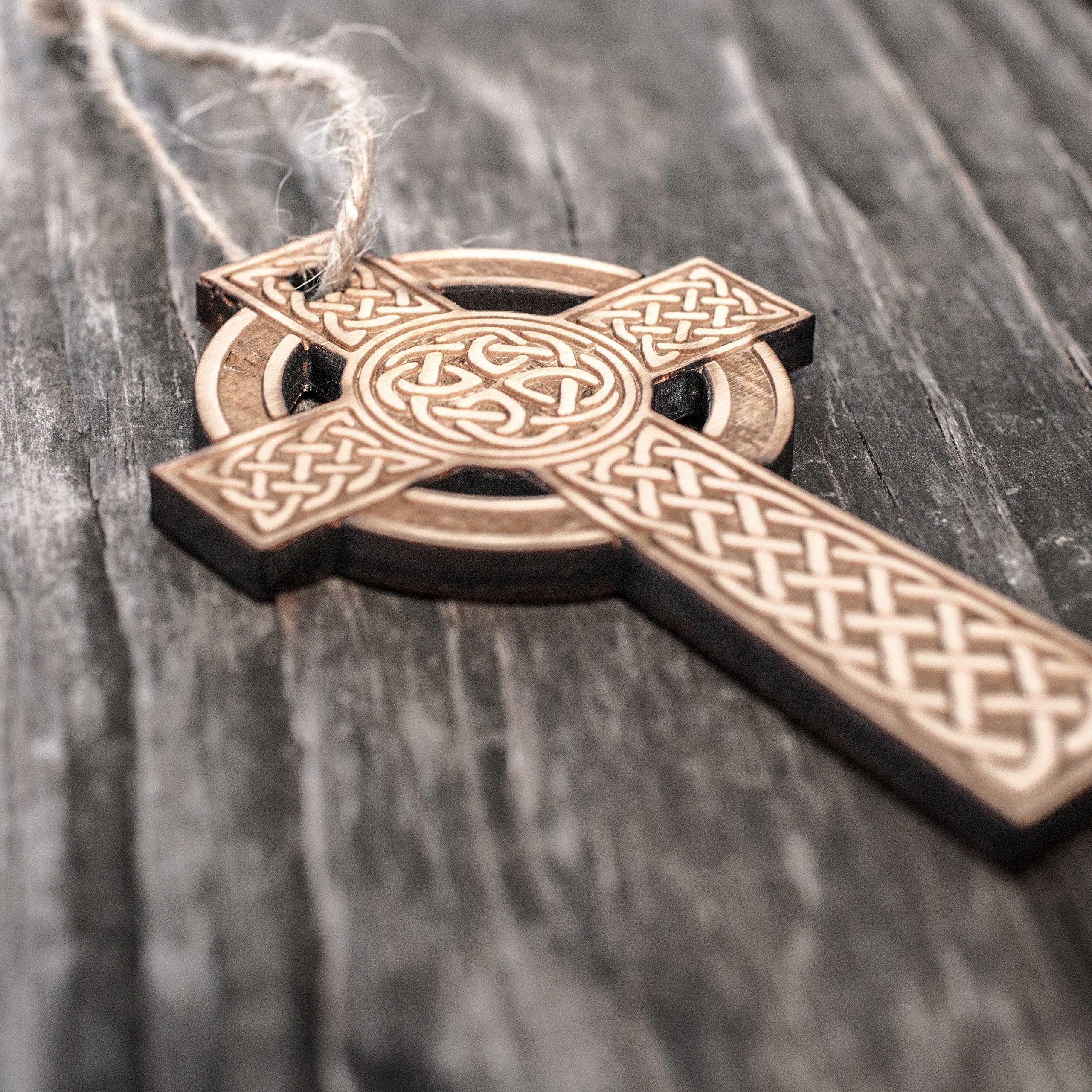 Quarter inch thick Celtic Cross wood ornament